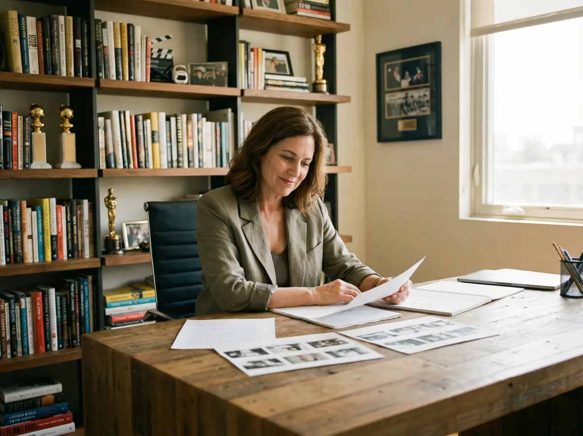 资深制片人在办公室审阅剧本的 福利姬 场景